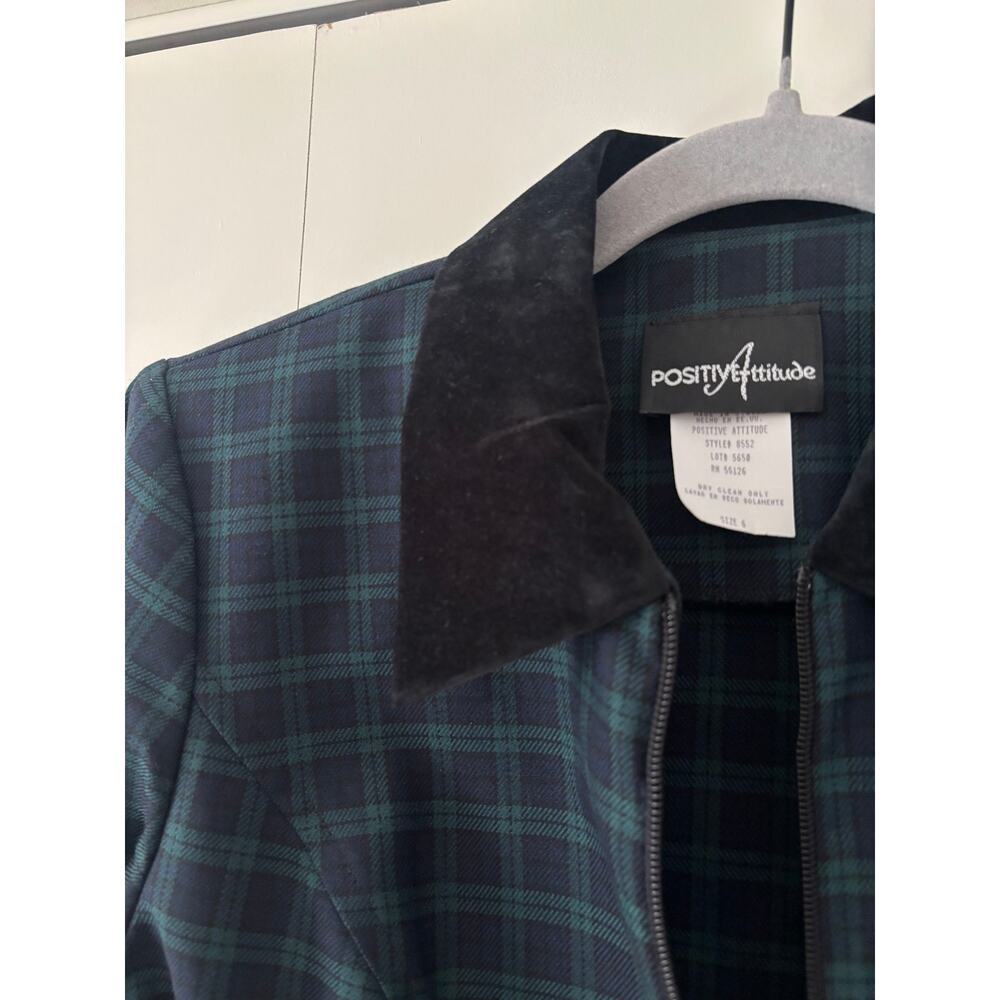 Positive Attitude Green Plaid Jacket Size 6 - Picture 4 of 10